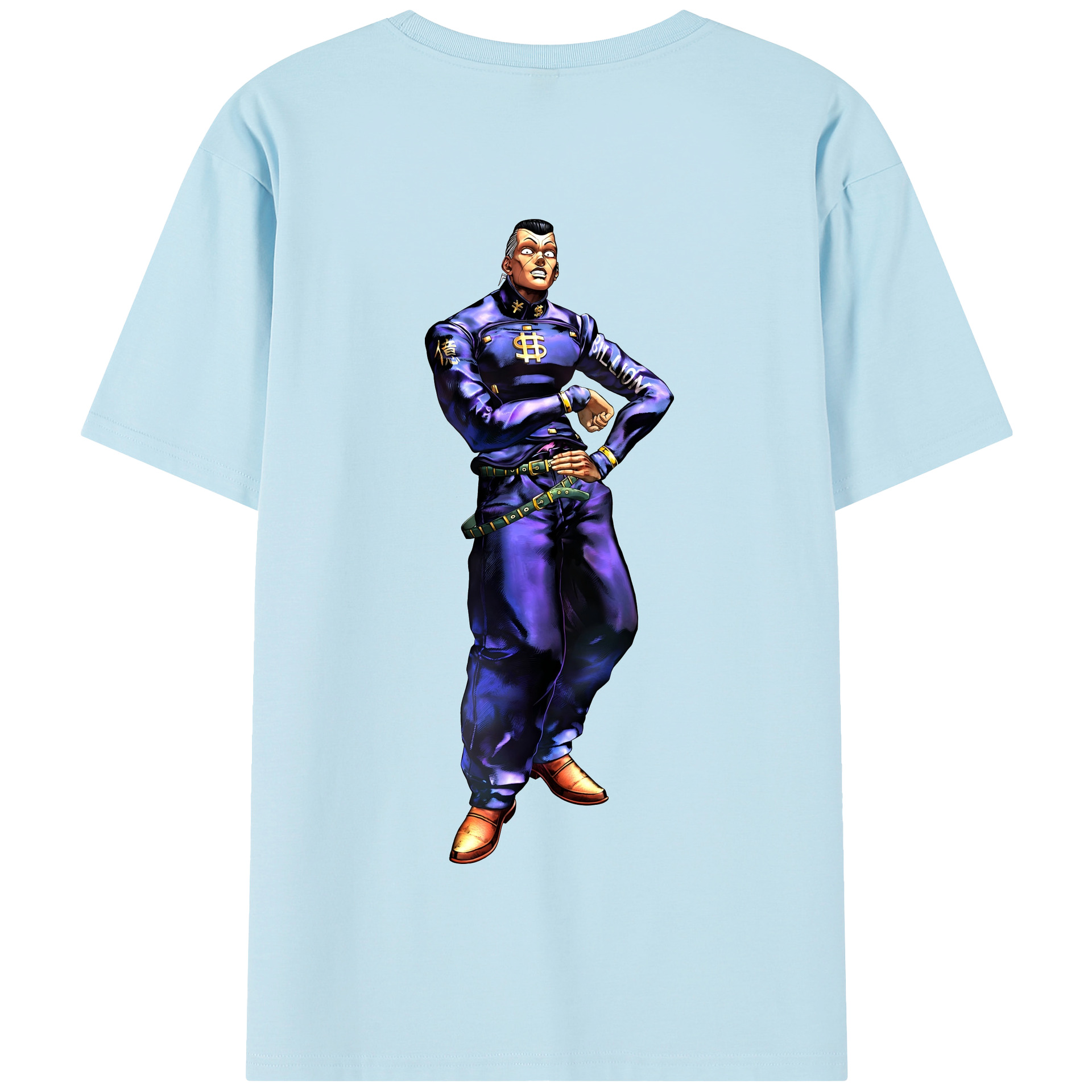 （画像用） ジョジョの奇妙な冒険 虹村億泰 にじむら おくやす JoJo's Bizarre Adventure Nijimura Okuyasu 綿100％半袖Tシャツ（背面プリント）